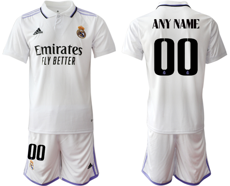 Men's Real Madrid Custom 22/23 White Home Soccer Jersey Suit